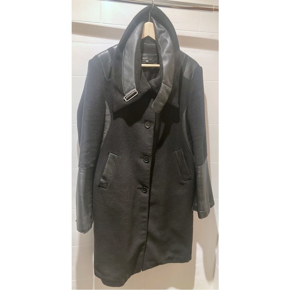 RUDSAK knee length fleece and genuine leather coat - Picture 3 of 11